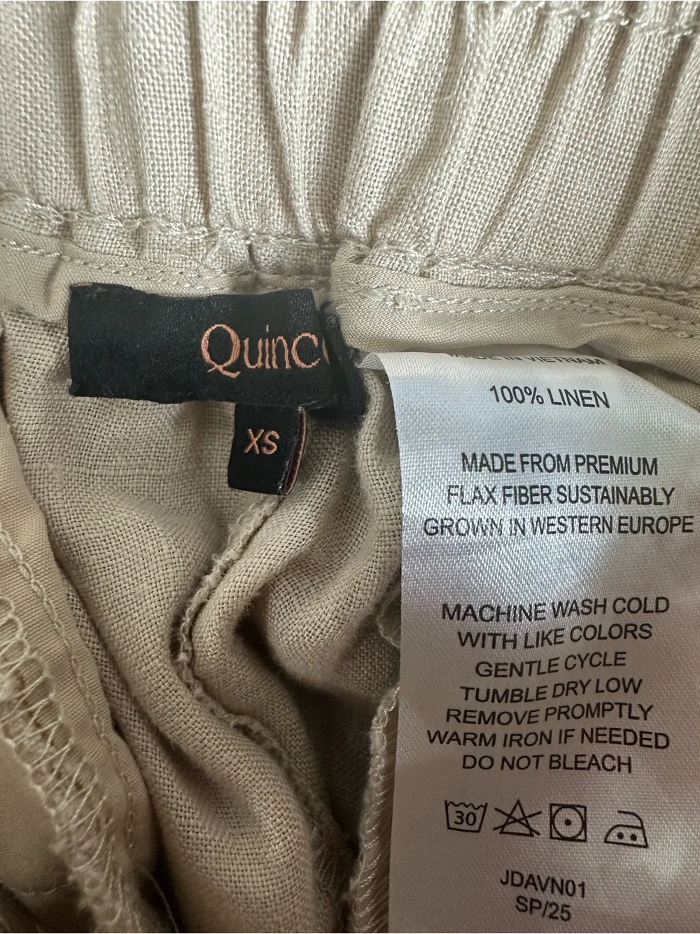 Quince Natural Beige/flax Wide-Leg Linen Pants size XS